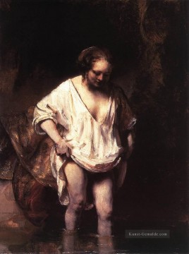 Hendrickje Baden in einem Fluss Porträt Rembrandt Ölgemälde